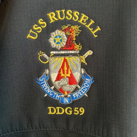 Mens Large US Navy USS Russell light jacket - Picture 2 of 4
